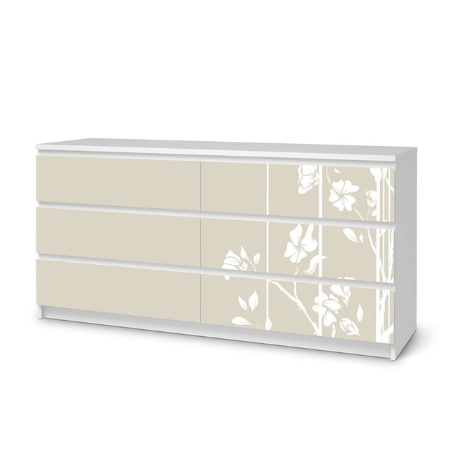 Möbelfolie IKEA Malm Kommode 6 Schubladen (breit) - Florals Plain 3- Bild 1