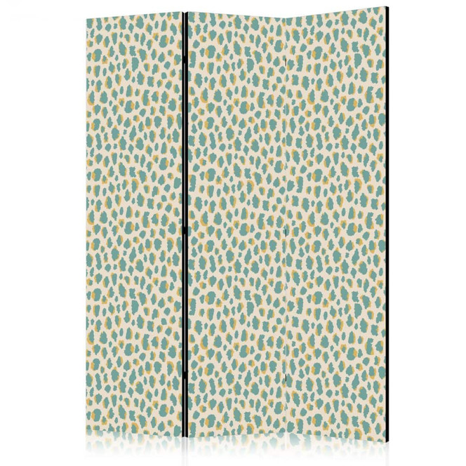 Paravent, Raumteiler freistehend, Trennwand - Giraffe Pattern in Turquoise Spots on a Light Background