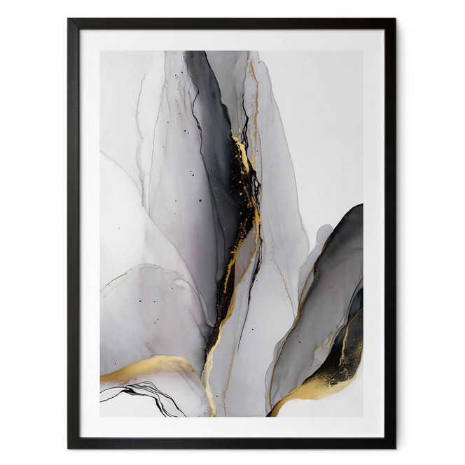 Poster Abstrakte Komposition in Gold und Grau - Shelest