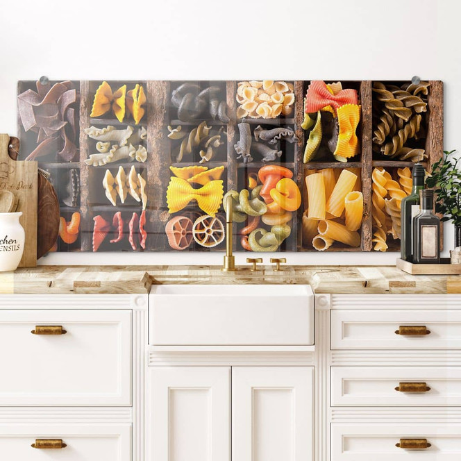 Spritzschutz Collection of noodles - Panorama