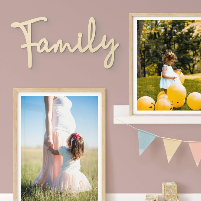 3D Holz Schriftzug Family - Pappelholz