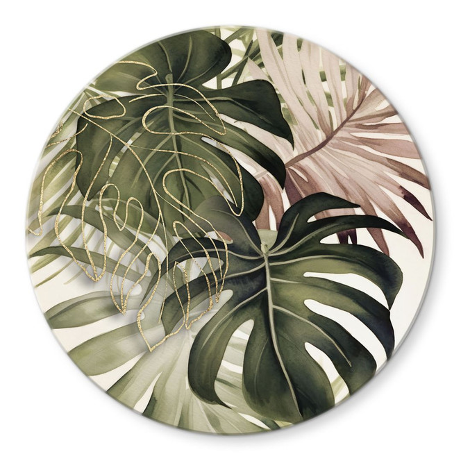 Glasbild Tropische Blätter Boho - Haase - Rund