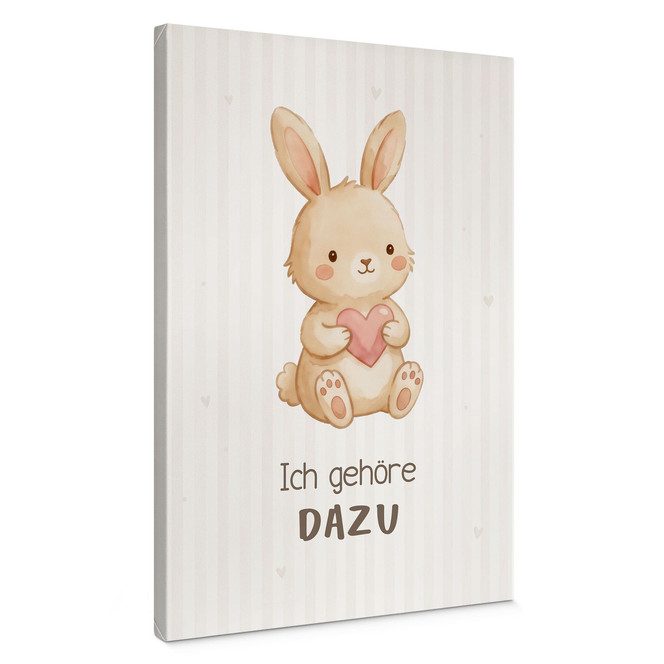 Leinwandbild mit Hase - Affirmation "Ich gehöre dazu" für Kinder