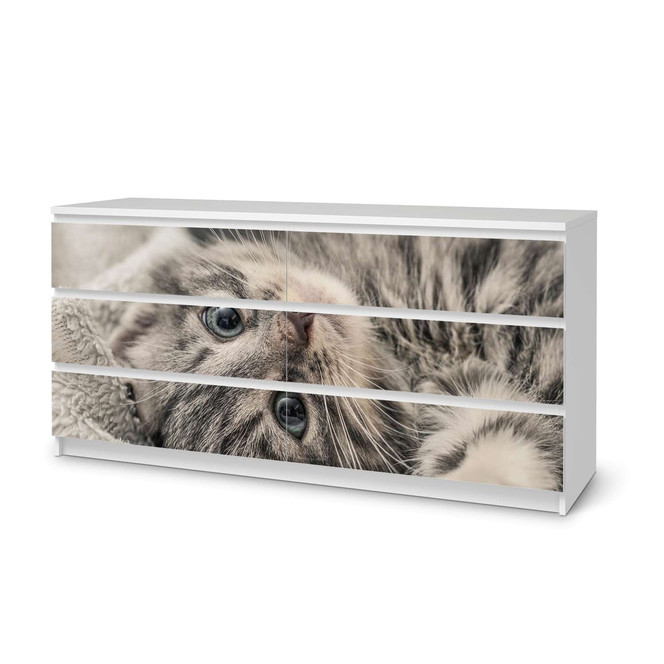 Möbelfolie IKEA Malm Kommode 6 Schubladen (breit) - Kitty the Cat- Bild 1