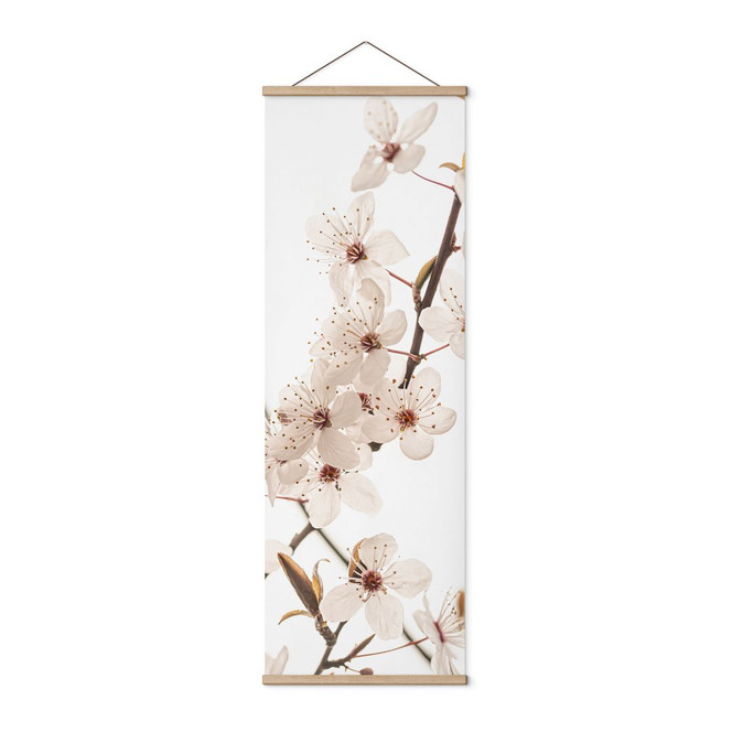Stoffbild Zweig mit weissen Kirschblüten - Sisi & Seb - Panorama
