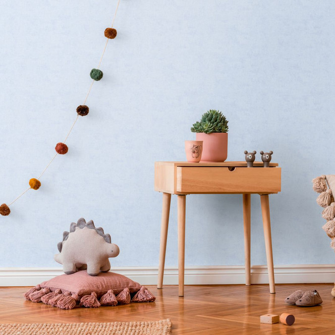 Unitapete Kinderzimmer Jungenzimmer Hellblau - Einfarbige Unitapete zart matt