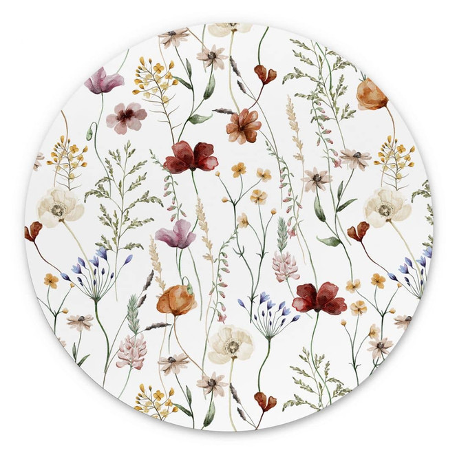 Wandbild Bunte Wildblumen - UN Designs - Alu-Dibond Rund