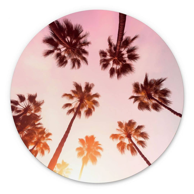 Wandbild California Dreaming mit Palmen-Blick - Hugonnard - Alu-Dibond Rund