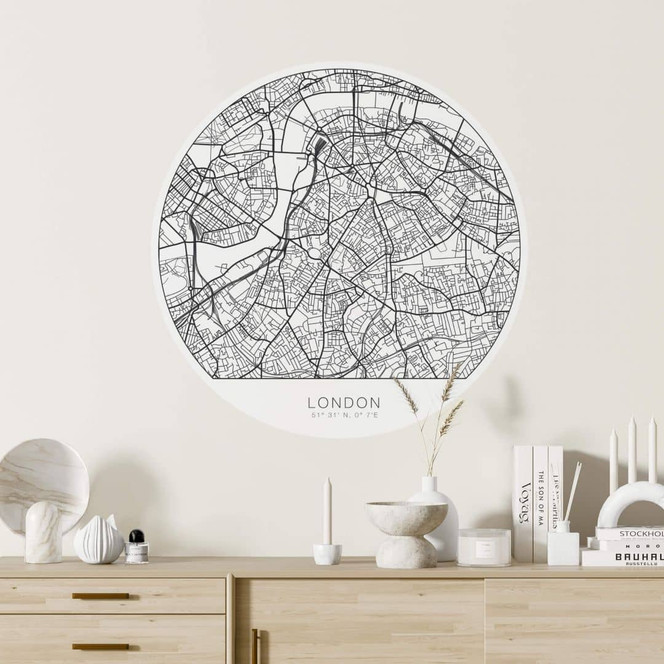 Wandtattoo Stadtplan London - rund