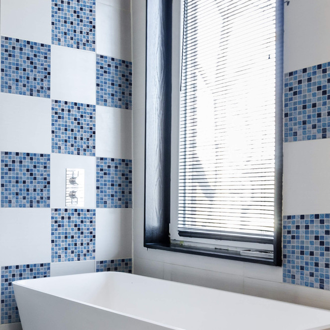 3D Fliesenaufkleber Mosaikmuster Ozeanblau - 4er Set je 30.5 x 30.5 cm
