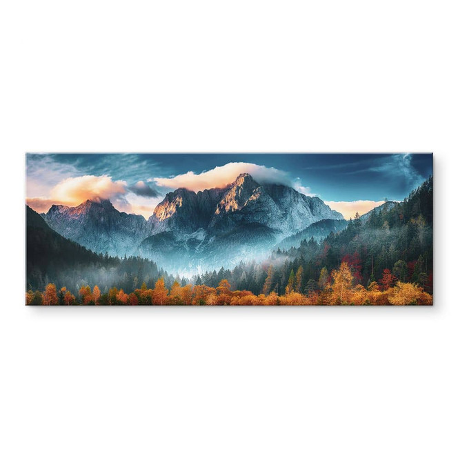 Acrylglasbild Herbstliche Landschaft am Gipfel Triglav in den Julischen Alpen - Panorama