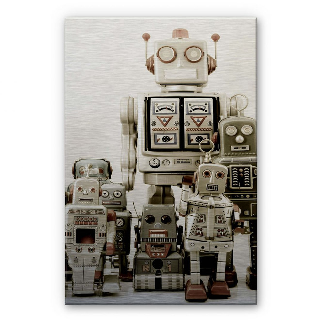 Alu-Dibond Bild Versammlung der Roboter
