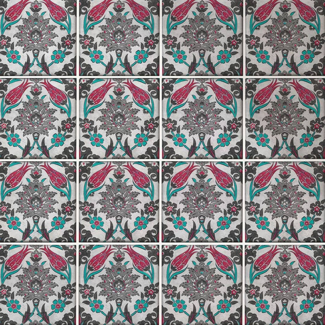 Fliesenaufkleber Orientalischer Blumenkranz - 12er Set
