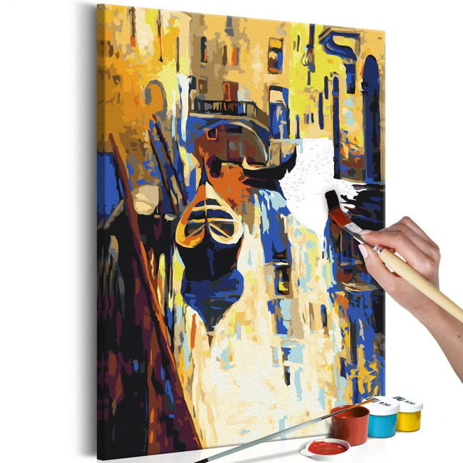 Malen nach Zahlen Leinwandbild - Venedig (Gondeln) - 40 x 50 cm - mit Keilrahmen - bespannt
