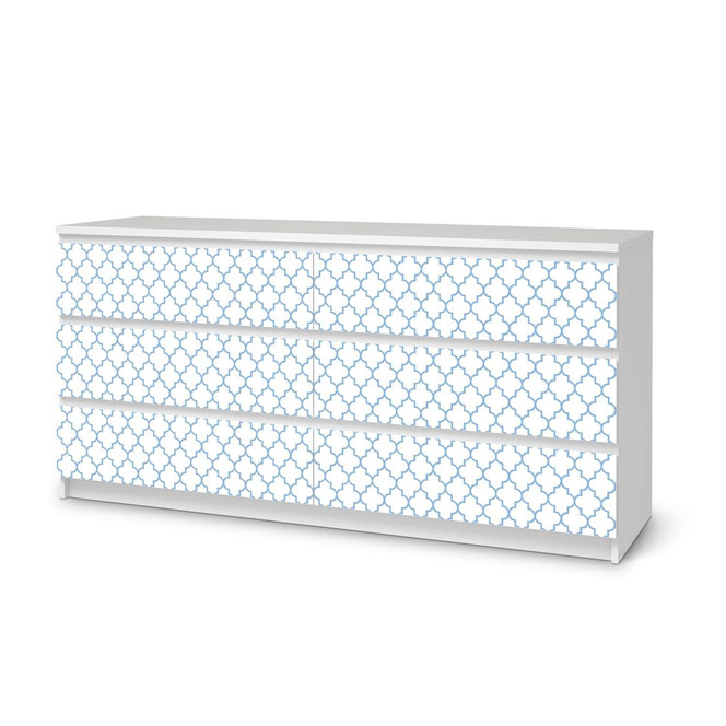 Möbelfolie IKEA Malm Kommode 6 Schubladen (breit) - Retro Pattern - Blau- Bild 1