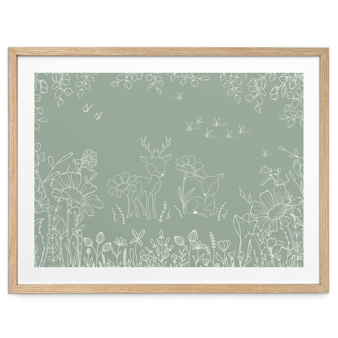 Poster Zwei Rehe auf der Blumenwiese - Oliver Robins