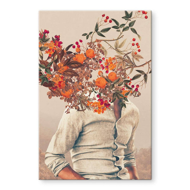 Acrylglasbild Moth - Mann mit Blumen - Surreale Kunst