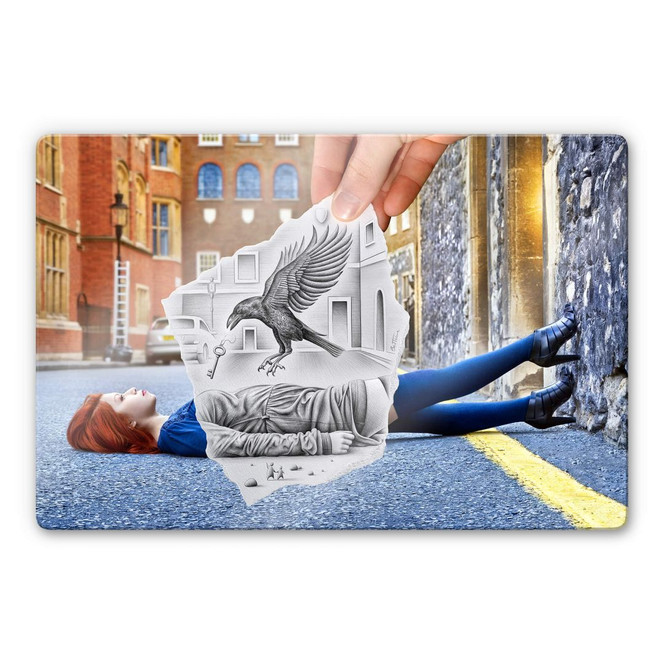 Glasbild Heine - Stift vs. Kamera - Der Adler