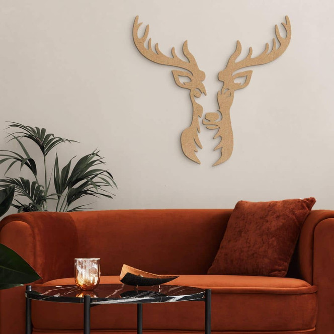 MDF Natur Tierdeko - Hirschkopf Geweih