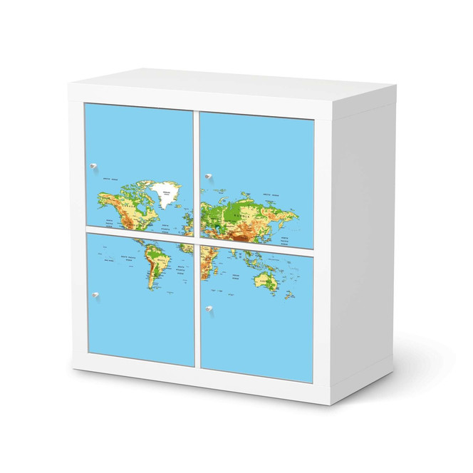 Möbelfolie IKEA Expedit Regal 4 Türen - Geografische Weltkarte- Bild 1