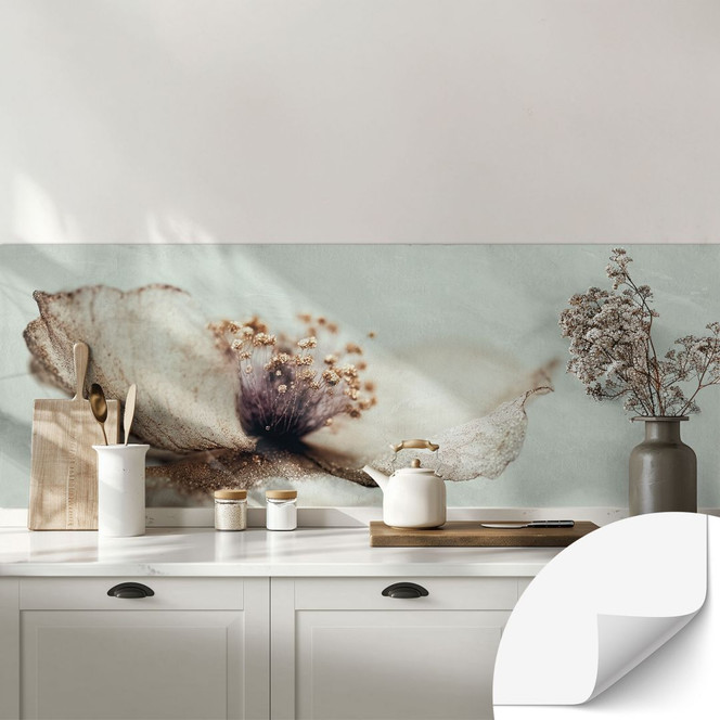 Selbstklebende Küchenrückwand Zarte Trockenblüte in Beige - Treechild