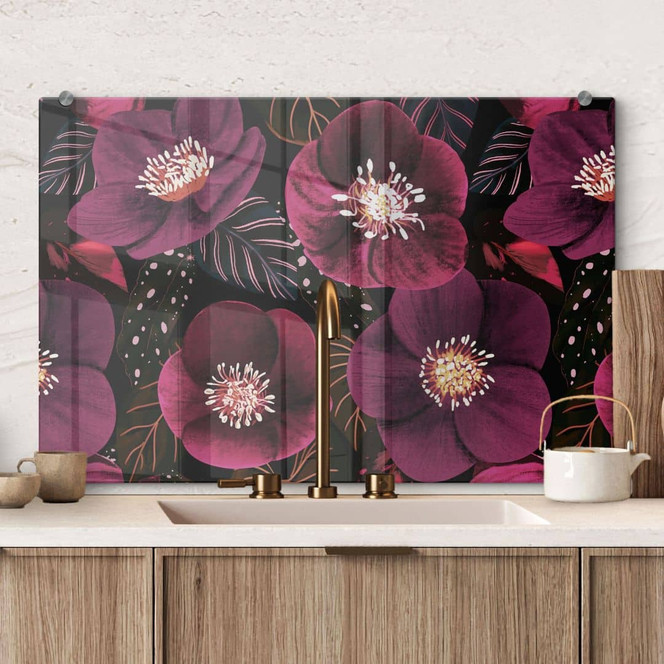 Spritzschutz Florale Blütenpracht in Purpurtönen - Anis Illustration
