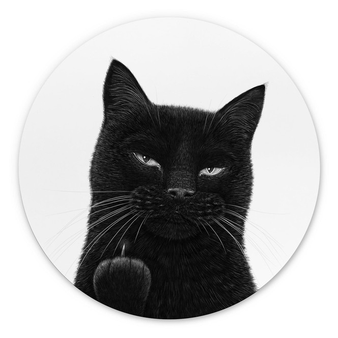 Wandbild Freche schwarze Katze - Korenkova - Alu-Dibond Rund
