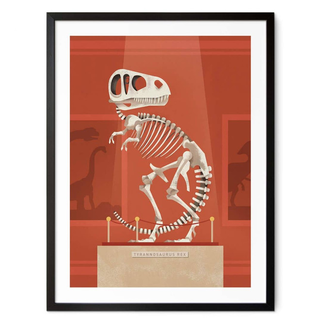 Poster Kinderzimmer - T-Rex Skelett - Braun