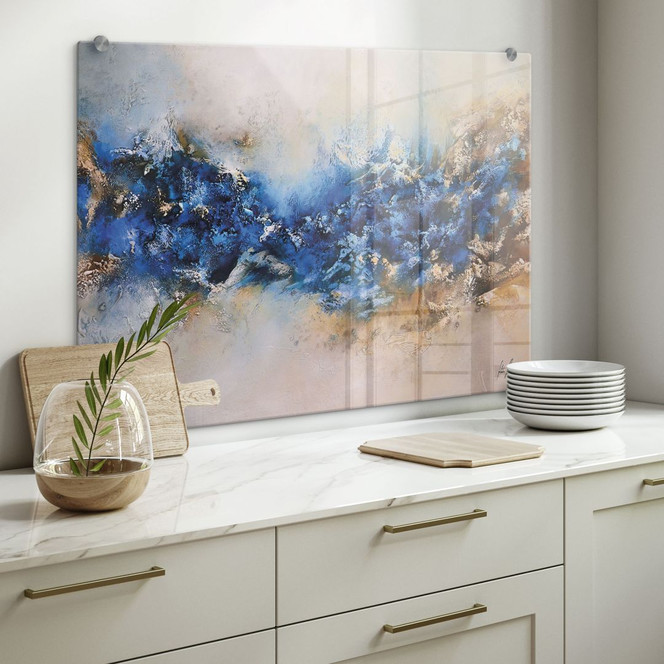 Spritzschutz Blau-goldene Interaktion - Fedrau