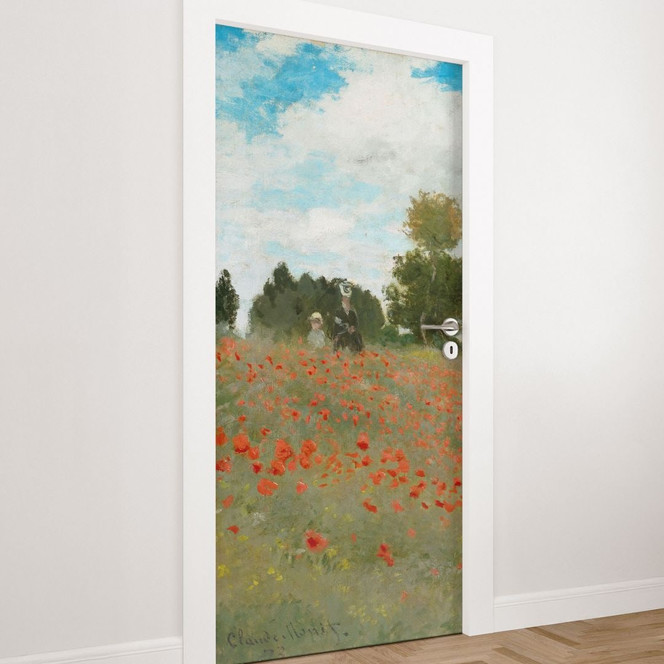 Türfolie Mohnfeld bei Argenteuil - Monet - Selbstklebende Türdeko