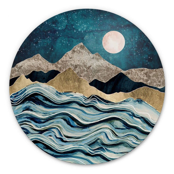 Alu-Dibond SpaceFrog Designs - Indigoblau - Rund