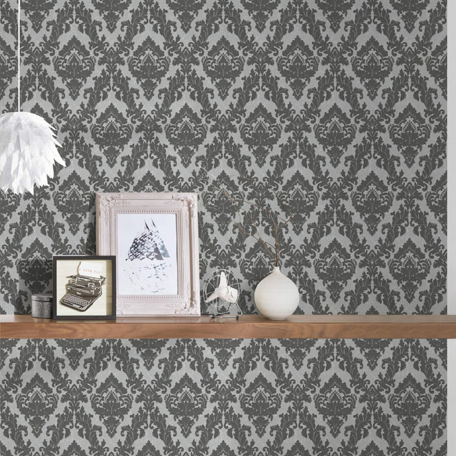 Architects Paper beflockte Tapete Castello grau