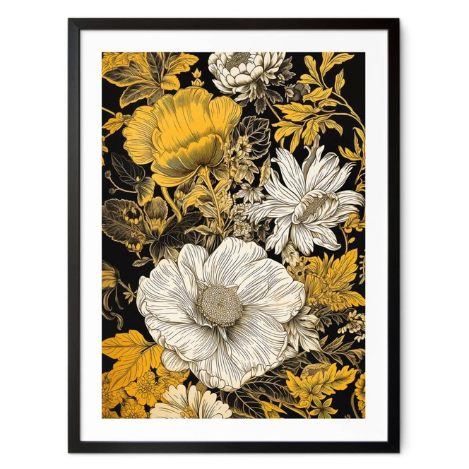 Blumen Poster - Blütenpracht in Ocker - Jaszke