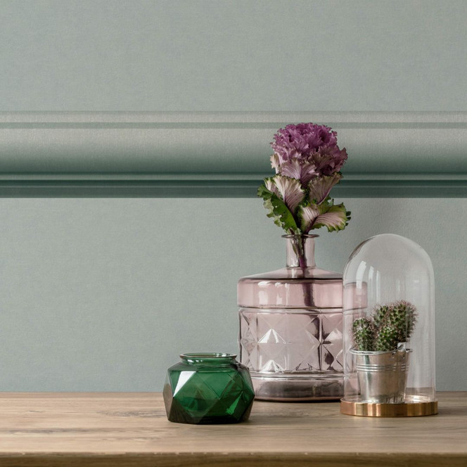 Bordüre in Grün mit Streifen für Wohnzimmer, Schlafzimmer 5.00 x 0.088 m