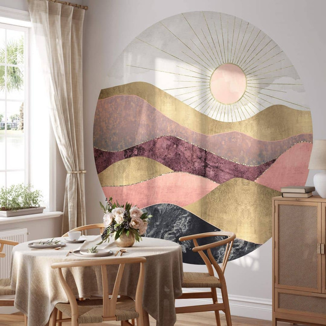 Fototapete SpaceFrog Designs - Rosa Sonne - Rund - Selbstklebend/Vlies