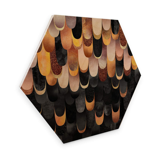 Hexagon - Holz Birke-Furnier Fredriksson - Federn aus Kupfer