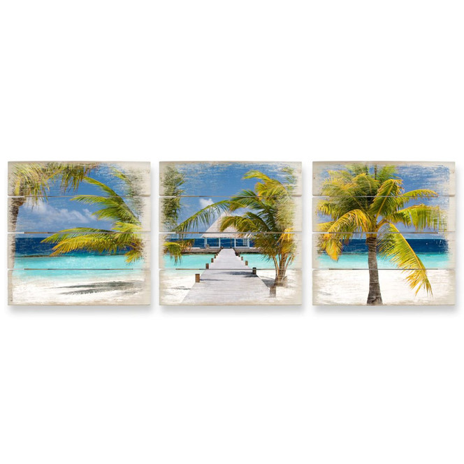 Holzbild Der Weg ins Paradies (3-teilig)