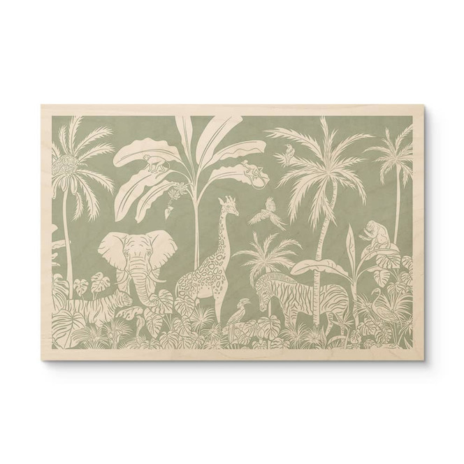 Holzbild Dschungeltiere in tropischem Grün - Kikki Belle