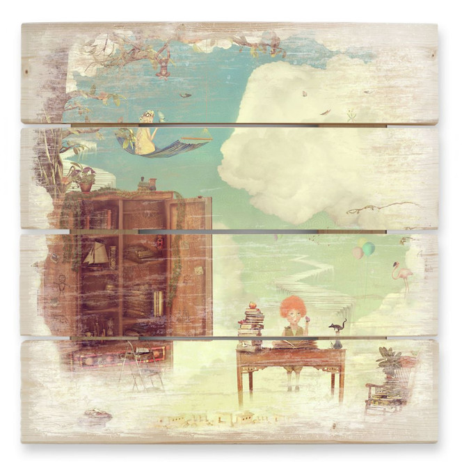 Holzbild Himmlisches Leben - 40 x 41.5 cm