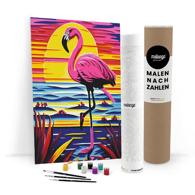 Malen nach Zahlen Leinwandbild - Flamingo Ferdinando