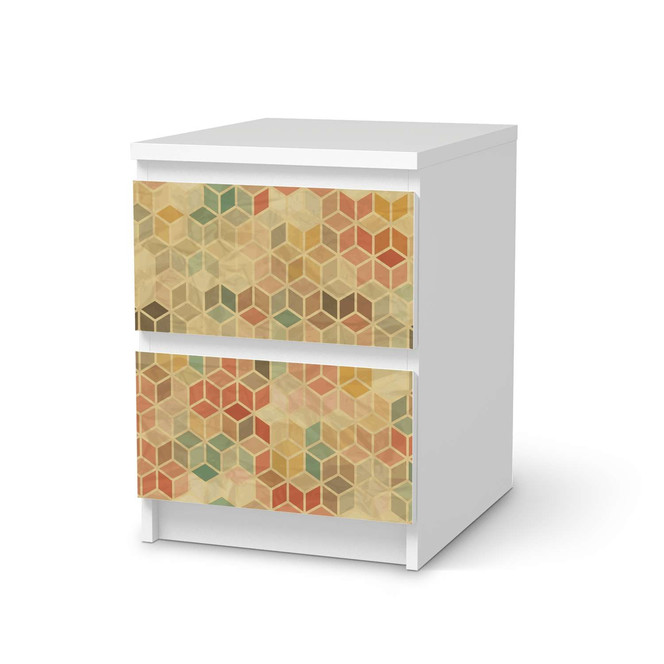 Möbelfolie IKEA Malm Kommode 2 Schubladen - 3D Retro- Bild 1