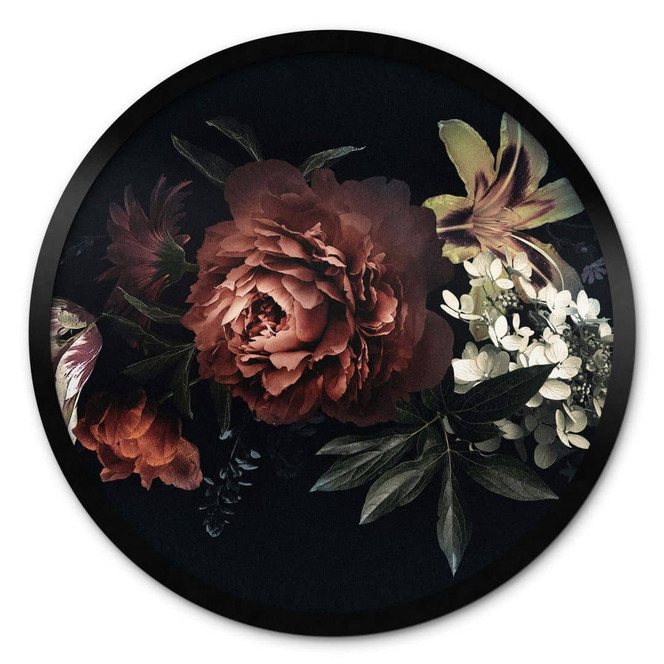Poster Blumenbouquet Rot - Rund
