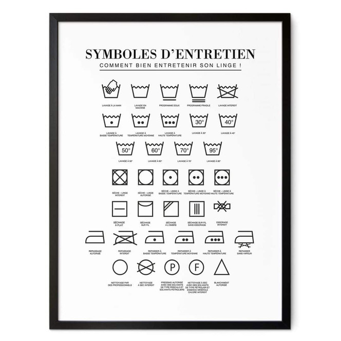 Poster Laverie symboles d'entretien