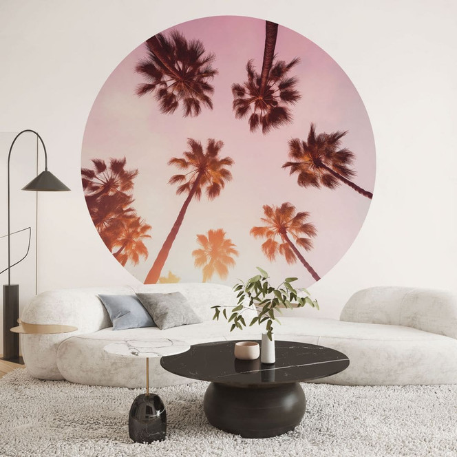 Fototapete California Dreaming mit Palmen-Blick - Hugonnard - Rund - Selbstklebend/Vlies