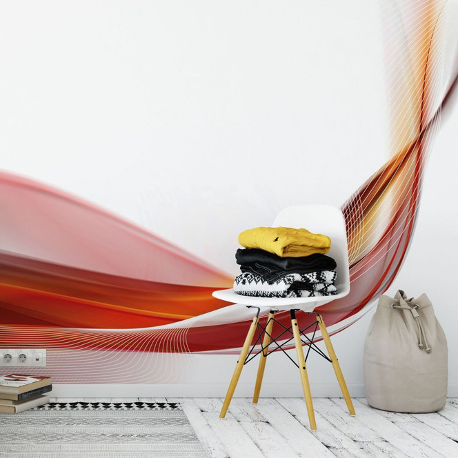 Fototapete Welle abstrakt rot - 336x260cm - Bild 1