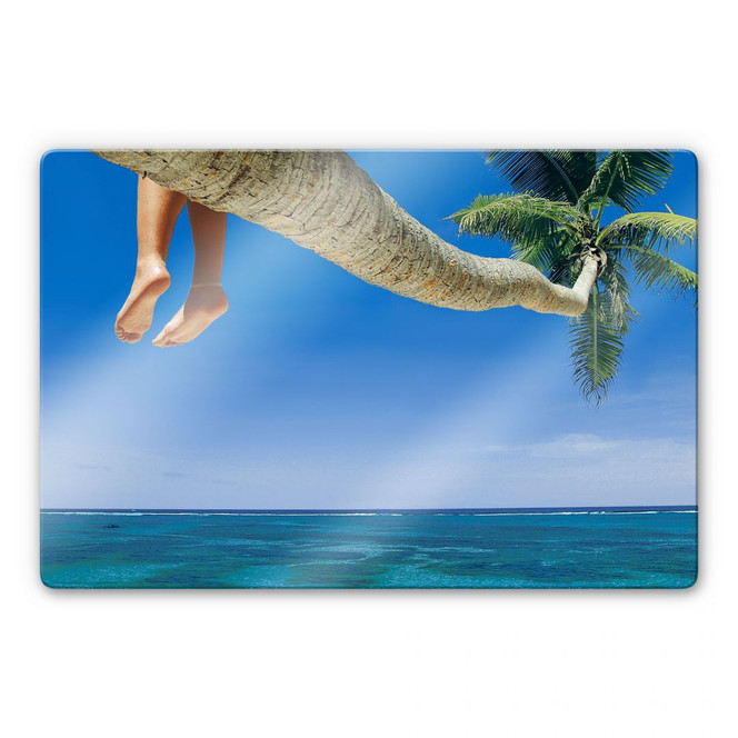 Glasbild Füsse baumeln