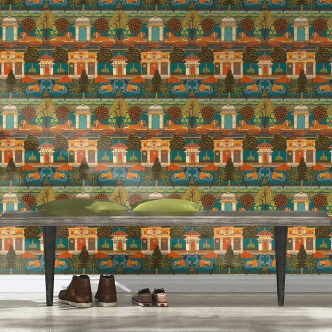Rasch Vliestapete, Mustertapete Indian Style hellgrün