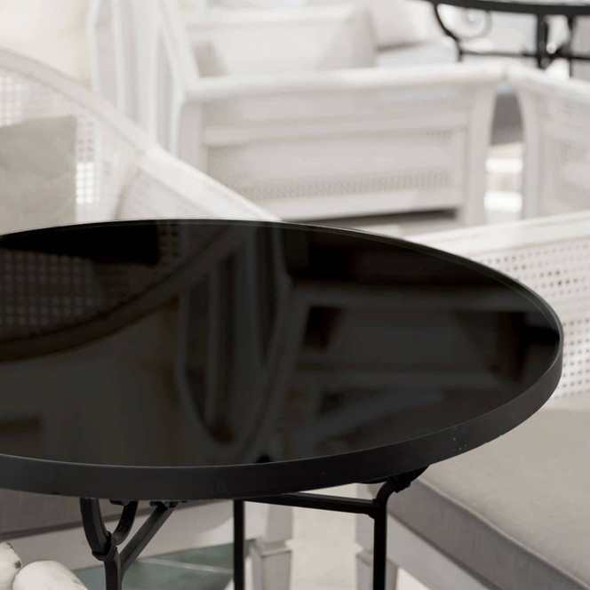 Tischplatte aus Glas - Uni Schwarz - Rund