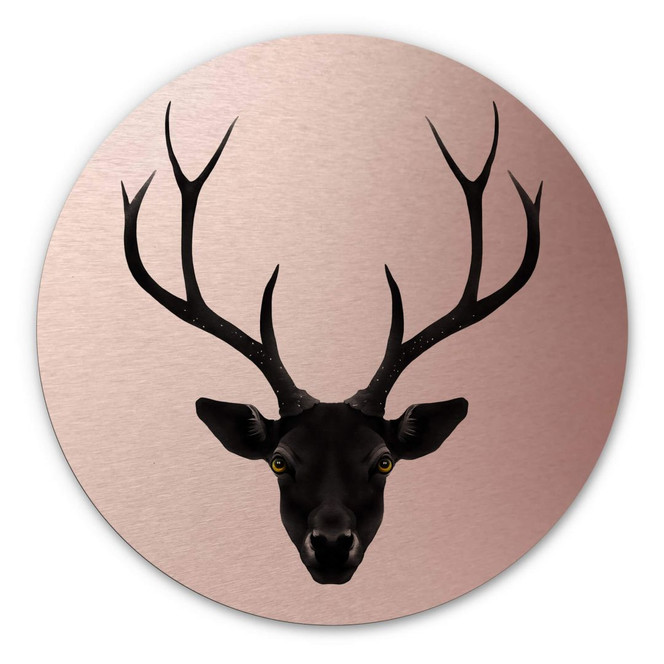 Alu-Dibond Bild mit Kupfereffekt Ireland - The Black Deer - Rund