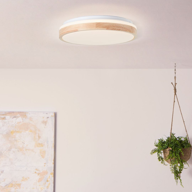 Deckenleuchte Cleo, beige, Ø 39 cm, Holz Lampe